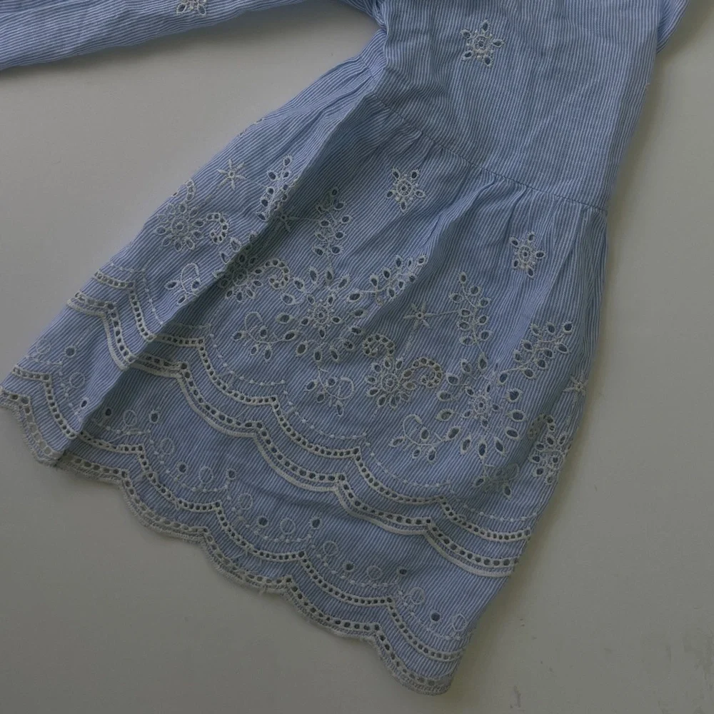 NWT Anthropology Bell Sleeves Shirt by Kyla Seo Soft Eyeleted Cotton Sz Small - Picture 10 of 16